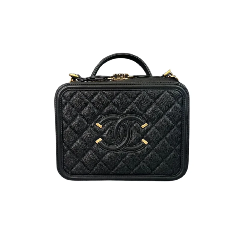 Chanel Lightweight Handbag for Daily ErrandsMedium CC Filigree Caviar Vanity Black GHW