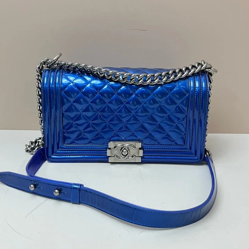 Chanel Limited Edition Handbag for CollectorsChanel Boy Flap Bag Blue Patent Leather Medium