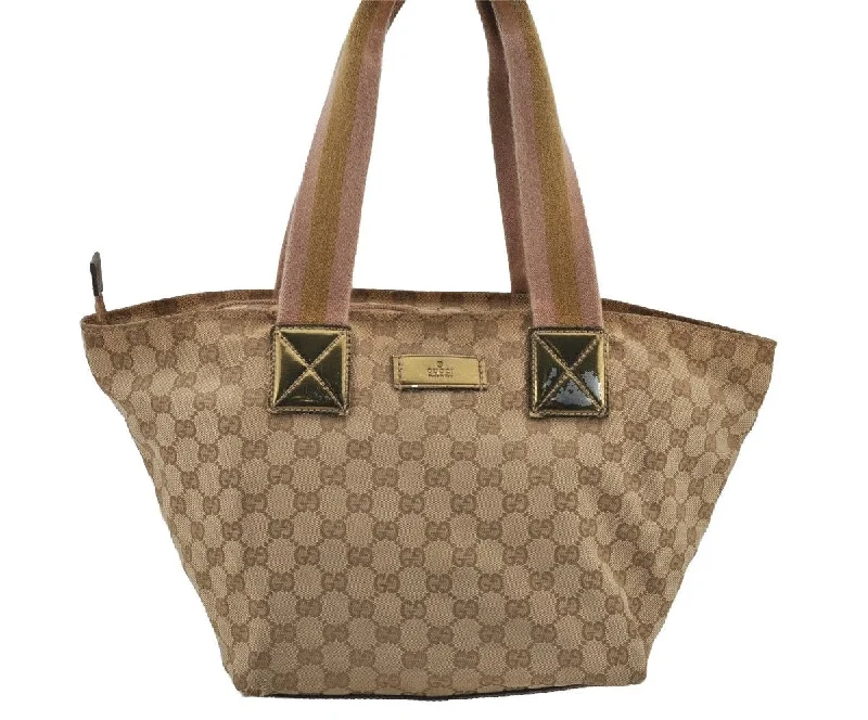 Women Gucci Sylvie bags with a detachable ribbon detailAuthentic GUCCI Sherry Line Tote Bag GG Canvas Enamel 131230 Beige 7974J