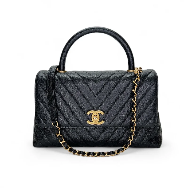 Chanel Black Handbag for Business MeetingsChanel Coco Medium Black Top handle Bag in Caviar Leather, Gold hardware C2408-000442DT