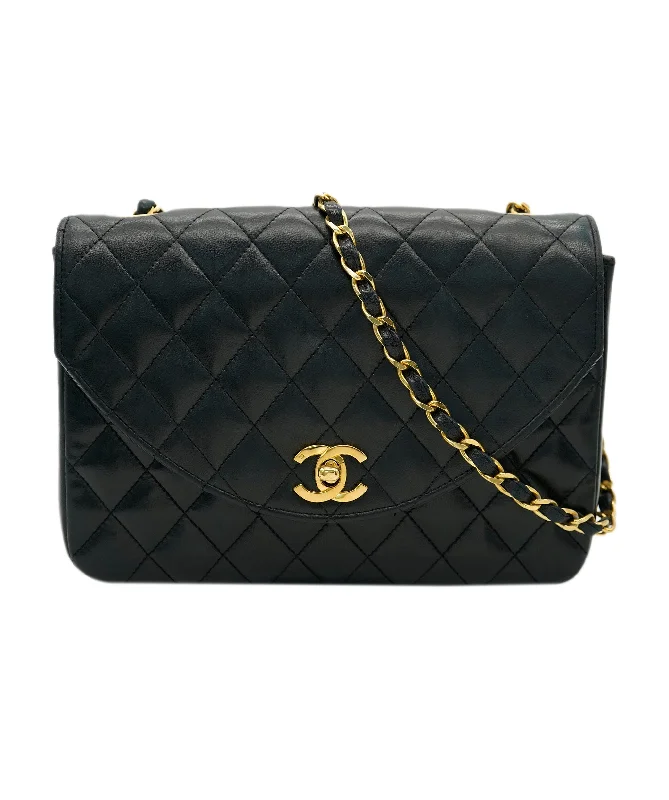 Chanel Limited Edition Handbag for CollectorsCHANEL VINTAGE HALF MOON CHAIN SHOULDER BAG BLACK LAMB SKIN DBXS2160