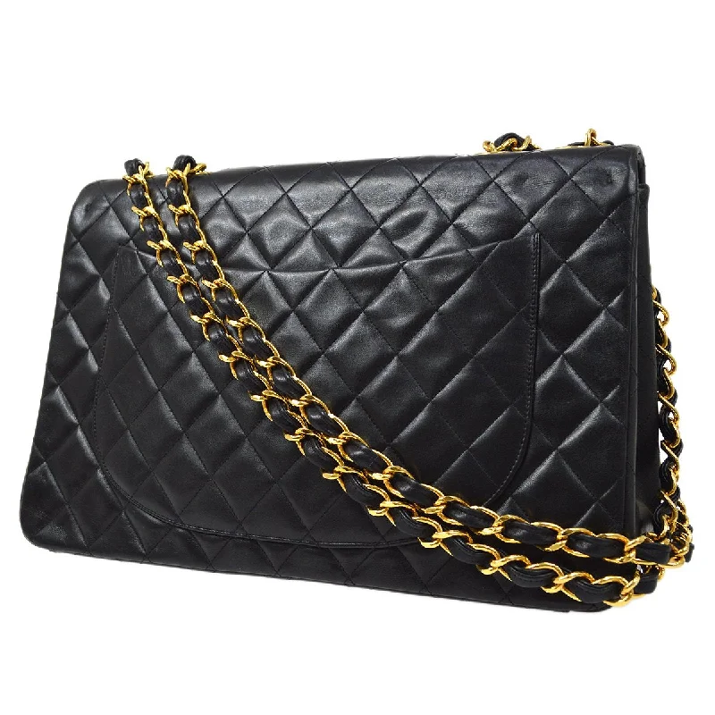 Chanel Vintage Inspired Handbag for Retro LoversCHANEL 1994-1996 Classic Flap Maxi Black Lambskin 70689