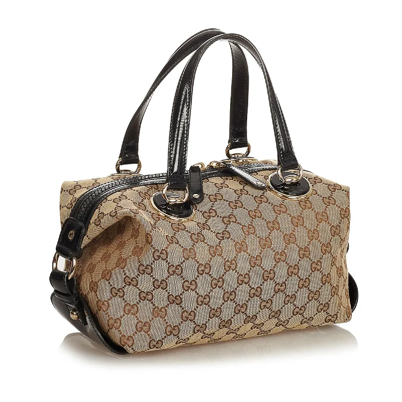 Women Gucci Sylvie bags with a leather - wrapped handleGucci GG Canvas Handbag (25375)