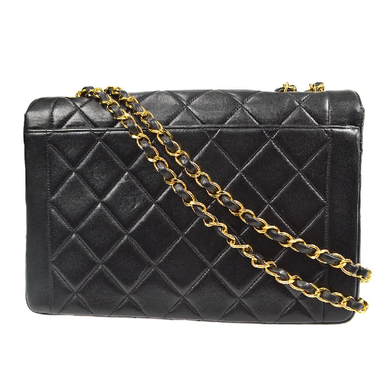 Chanel Small Crossbody Bag for TravelCHANEL 1994-1996 Border Flap Medium Black Lambskin 87840