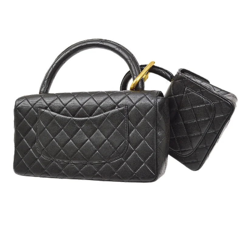 Chanel Luxury Handbag for High - End EventsCHANEL 1991-1994 Classic Single Flap Handbags Set Black Lambskin 82337