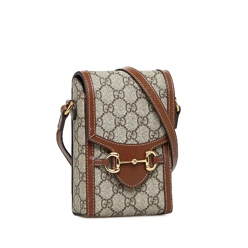 Ladies Gucci shoulder bags with a wide - width strapGucci Mini GG Supreme Horsebit 1955 Crossbody Bag (SHG-UTCgC3)