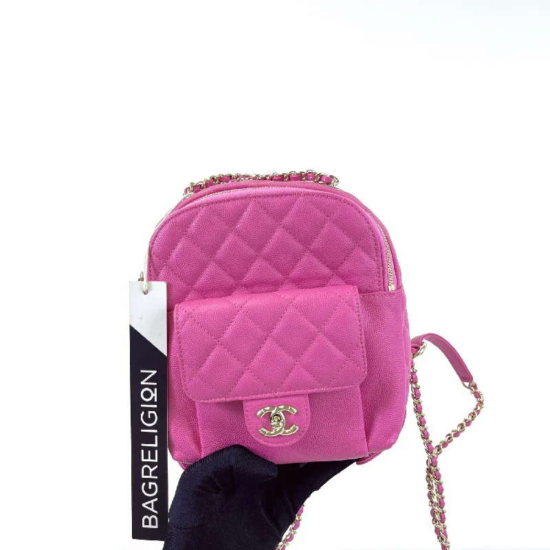 Chanel Black Handbag for Business MeetingsSmall CC Day Backpack Caviar Pink GHW