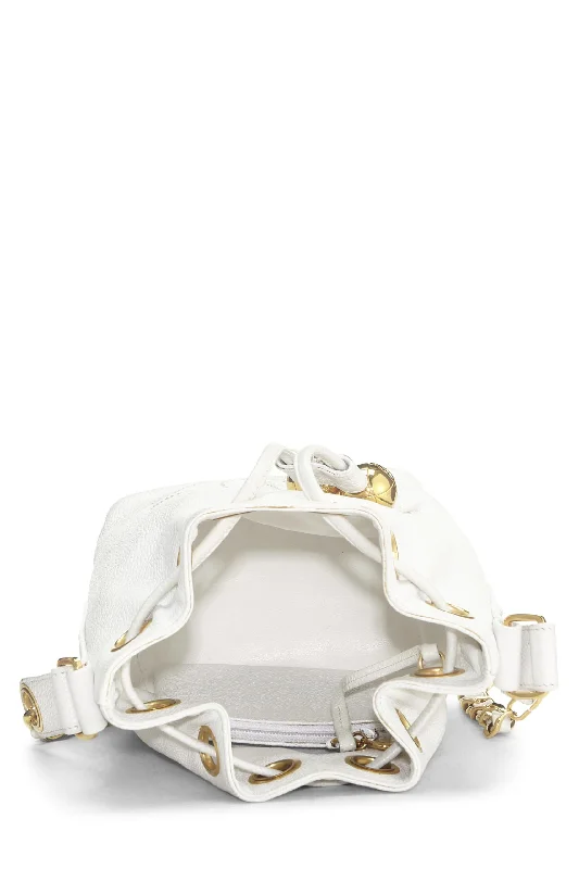 Chanel Small Crossbody Bag for TravelChanel,  White Caviar Bucket Bag Mini, White