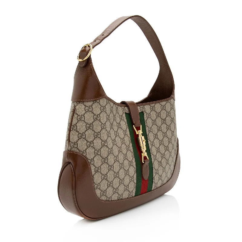 Women Gucci crossbody bags with a woven leather strapGucci GG Supreme Jackie 1961 Medium Shoulder Bag (SHF-TnWsAF)