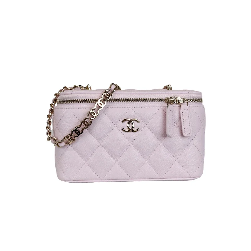 Chanel Classic Flap Bag for Evening PartyCC Chain 22P Small Vanity Light Pink Caviar LGHW