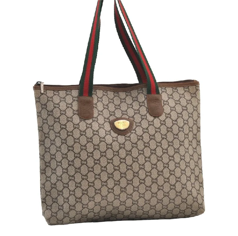 Ladies Gucci Dionysus bags with a star - shaped charmAuthentic GUCCI Web Sherry Line GG Plus PVC Leather Tote Bag Brown 9349J