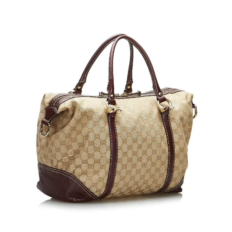 Gucci Marmont bags for women with a snakeskin - effect panelGucci GG Canvas Horsebit Nail Boston Bag (SHG-OlogME)