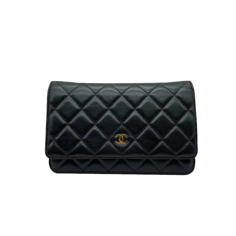 Chanel Black Handbag for Business MeetingsWOC Wallet on Chain Lambskin Black GHW