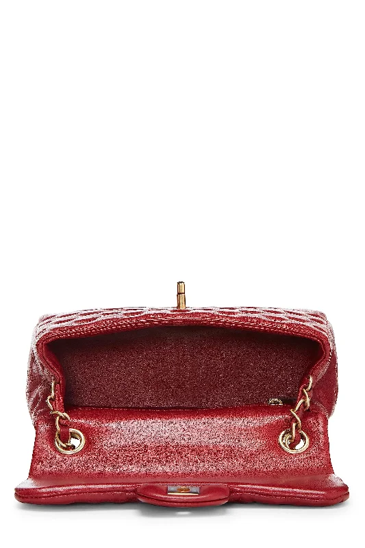 Chanel All - Match Handbag for Versatile StylingChanel,  Red Cross Stitch Lambskin Coco Handle Bag Mini, Red