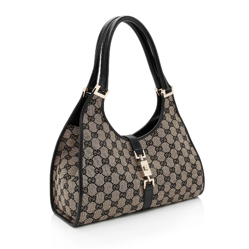 Women Gucci Sylvie bags with a leather - wrapped handleGucci Vintage GG Canvas Bardot Medium Shoulder Bag (SHF-MzOFGC)