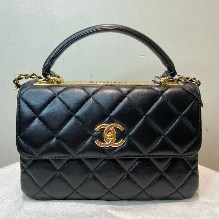 Chanel Chain Strap Handbag for Everyday UseChanel Trendy CC Small Black Quilted Leather Handbag