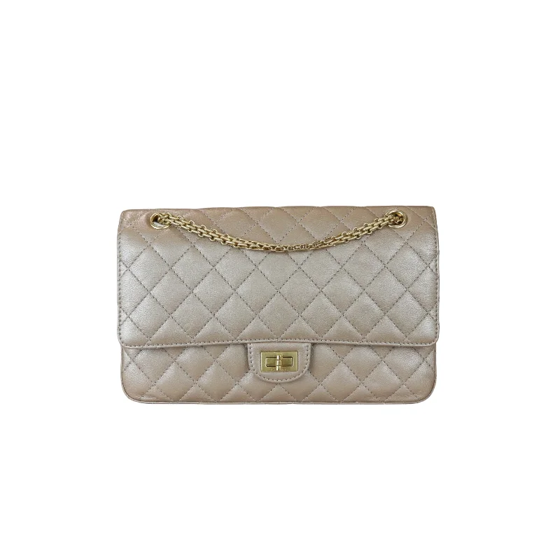 Chanel Vintage Inspired Handbag for Retro LoversReissue Medium 226 Iridescent Taupe-Beige GHW