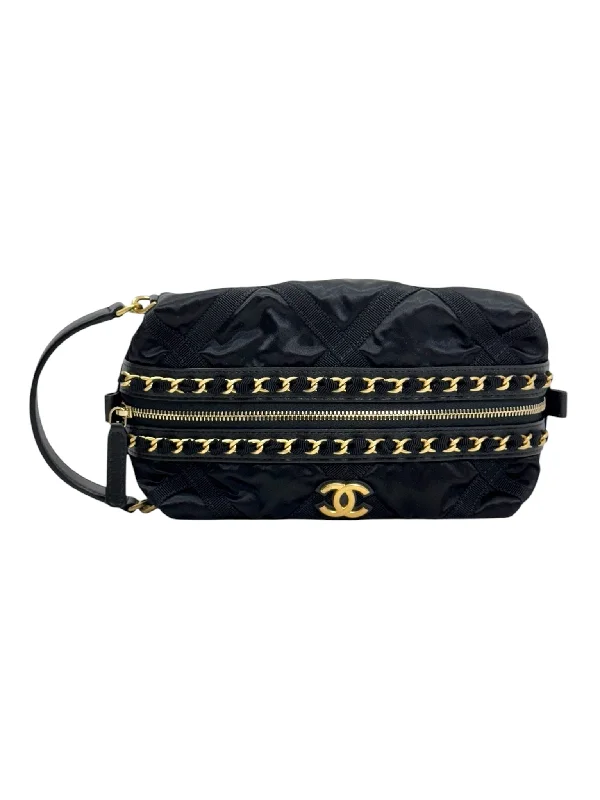 Chanel All - Match Handbag for Versatile StylingChanel Black Fabric Pouch Bag with Gold Hardware