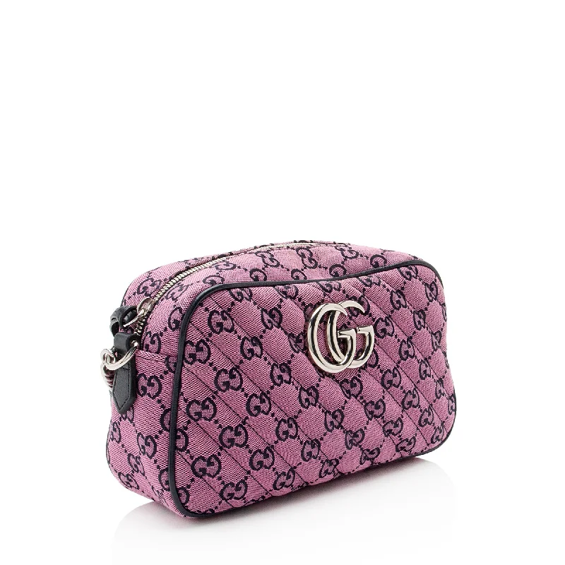 Women Gucci bags with a zip - around closure for securityGucci GG Canvas GG Marmont Small Shoulder Bag (IaQNI1)