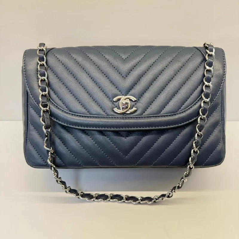 Chanel Quilted Leather Shoulder Bag for FashionistasChanel Chevron Navy Lambskin Single Flap Bag Medium