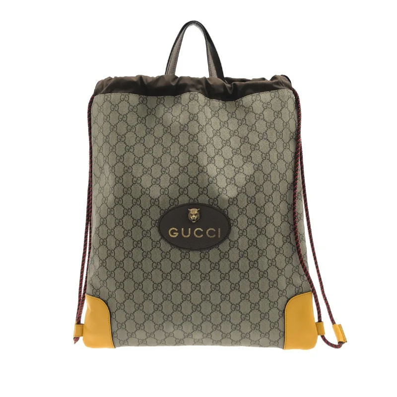 Ladies Gucci shoulder bags with a magnetic - closure flapGucci GG Supreme Neo Vintage Drawstring Backpack (SHG-PM3g2W)