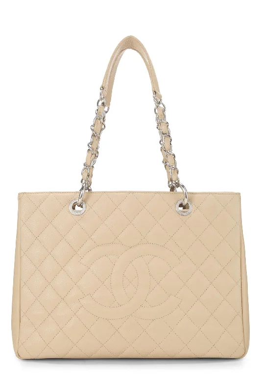 Chanel Small Crossbody Bag for TravelChanel,  Beige Quilted Caviar Grand Shopping Tote (GST), Beige