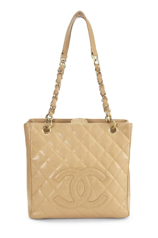 Chanel Vintage Inspired Handbag for Retro LoversChanel,  Beige Quilted Caviar Petite Shopping Tote (PST), Beige