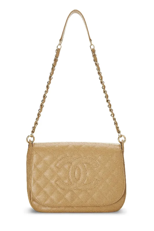 Chanel Quilted Leather Shoulder Bag for FashionistasChanel,  Beige Caviar Timeless CC Flap Shoulder, Beige