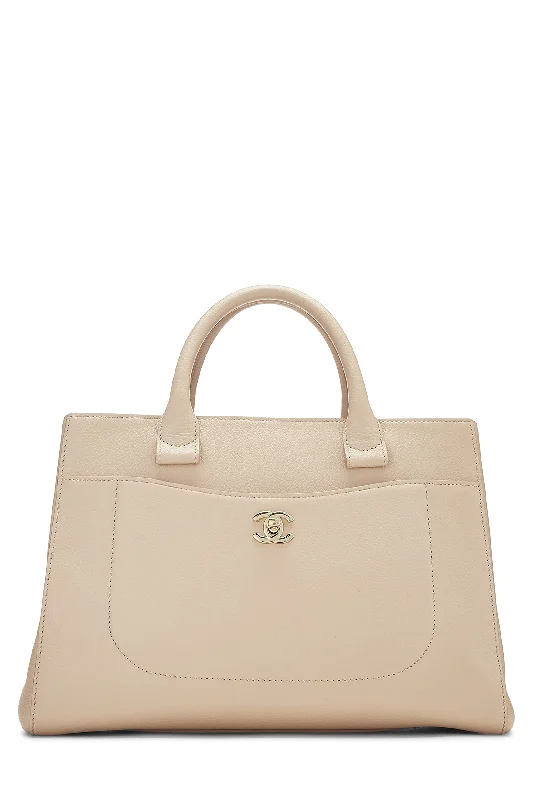 Chanel Handbag with Adjustable Strap for ComfortChanel,  Beige Leather Neo Executive Shopping Tote, Beige